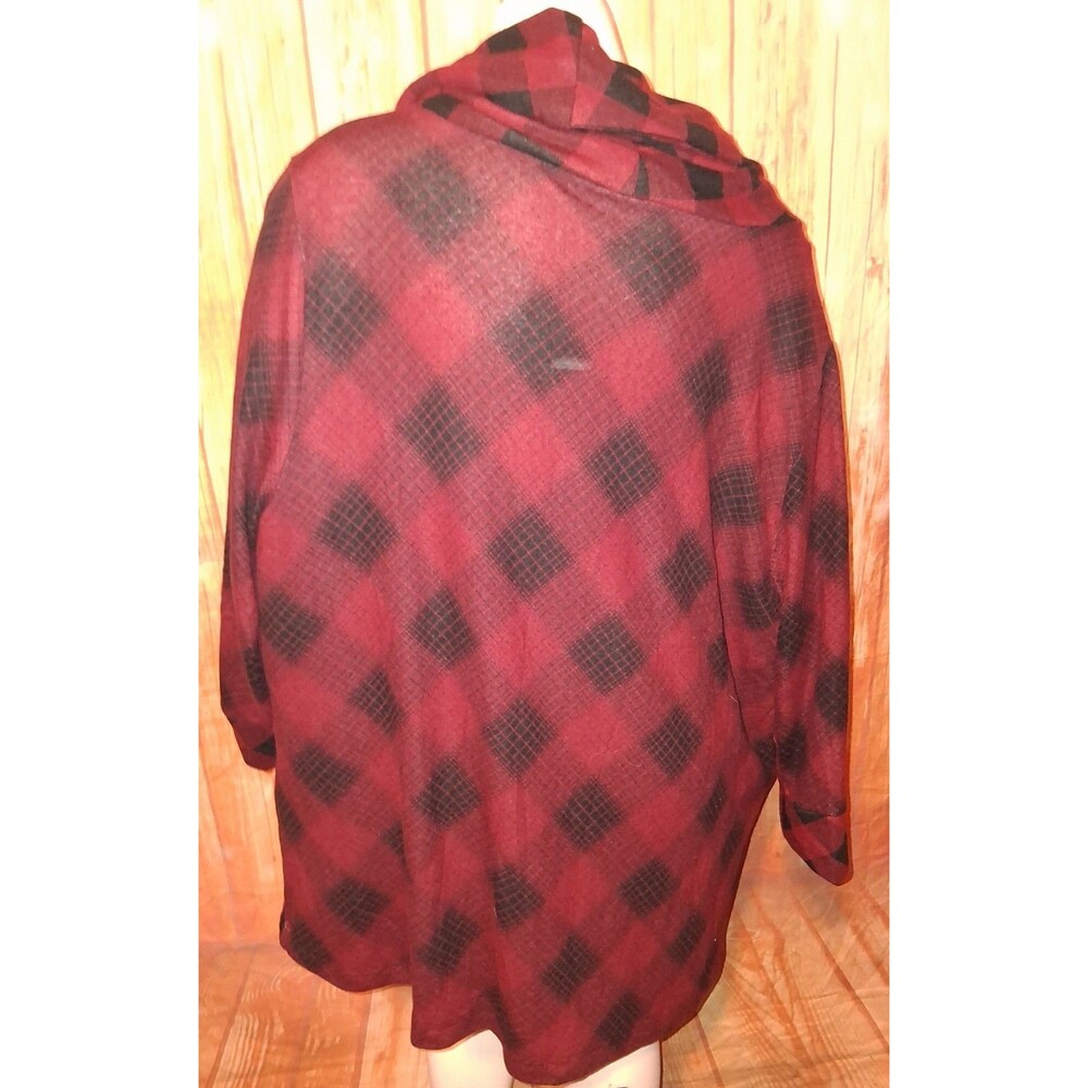 NWT Robert Louis Plaid 3/4 Sleeve Cowl Neck Blouse Sz 3X